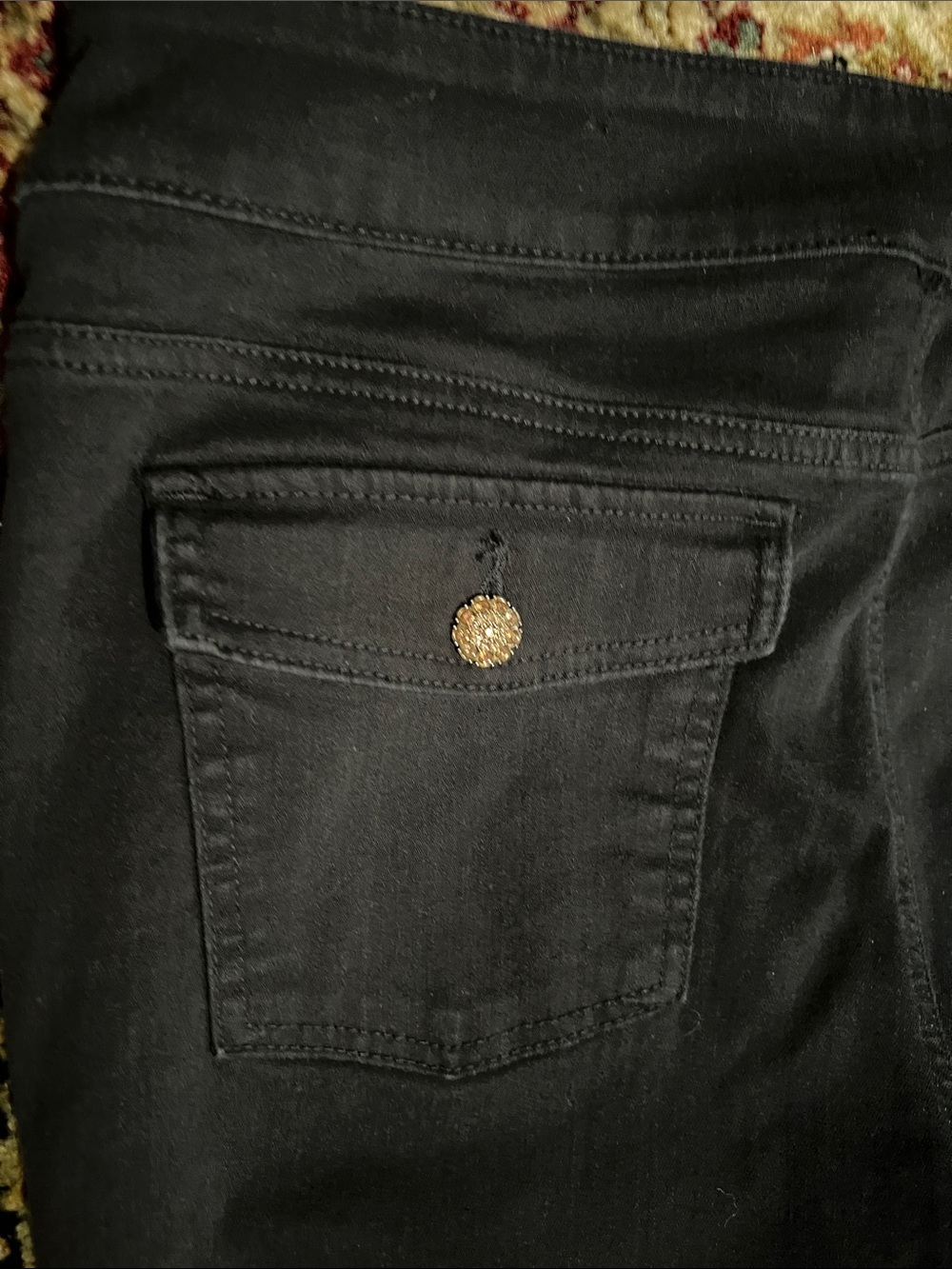 Chico's Embellished Black Pull-On Wide Leg Jeans Size 12 R Chico Size 2 - Picture 4 of 7